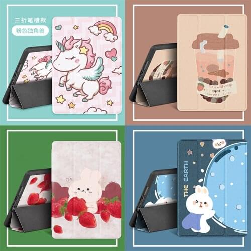For ipad 10.2 2019 7th Gen Tablets Case Leather Cartoon Soft Case For ipad Air 2 3 Air 4 mini 4 5 Smart Case With Pencil Holder