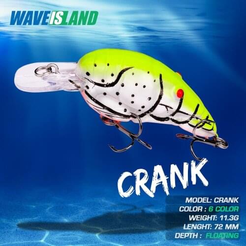 WAVEISLAND Crankbait Fishing Accessories Lure 11.3g 72mm Floating Topwater Iscas Artificials Equipment Bait Pesca Blackfish