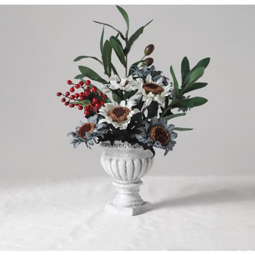 White Retro Flower Pot Home Desktop Ground Party Decoration Resin Roman Sculpture European Style Make Old Vase