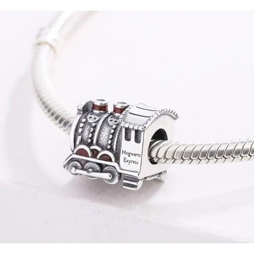 Fashion Accessories 925 Sterling Silver Red Enamel Express Train Pendant Charm Bracelet D IY Jewelry Making For Original Pandora
