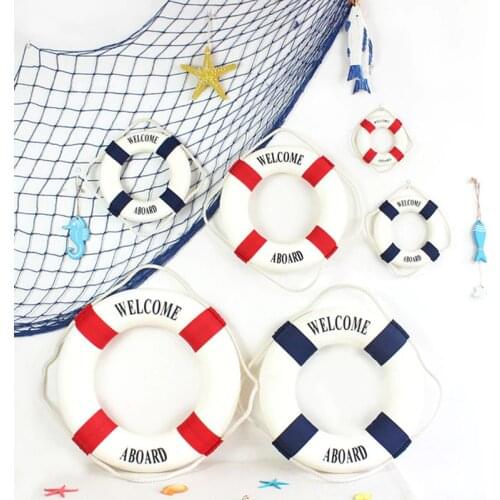 Navy Mediteranean Sea Life Buoy Wall Stickers Hanging Lifebuoy for Bar Home Decor Props Nautical Life Ring Wedding Crafts