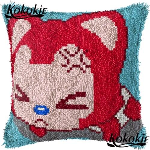Latch Hook Kits diy rug pillow Mat fox pattern 3d carpet Cross Stitch Needlework Cushion Crocheting Rug Embroidery pillowcase