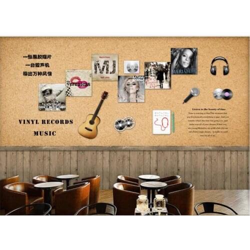 Custom mural 3d wallpaper European and American nostalgic retro music theme bar home decor photo wallpaper for living room