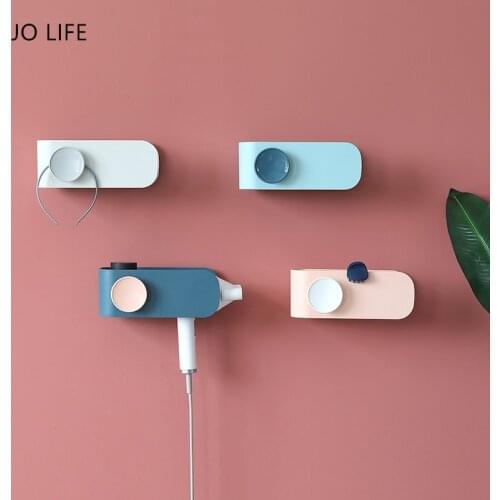 JO LIFE Multifunction Wall-mounted Hair Dryer Holder Shelf Hairdryer Holder Free Punch Hanger Bathroom Storage Rack