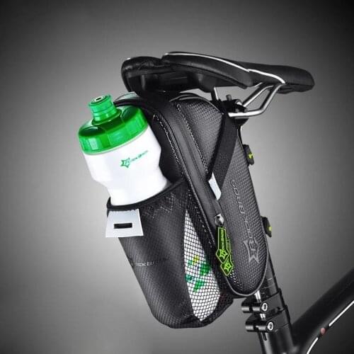 Rainproof Bike Bicycle Rear Bag With Water Bottle Pocket Bicycle Tail Seat Saddle Bag Reflective Pouch Bike Accessories