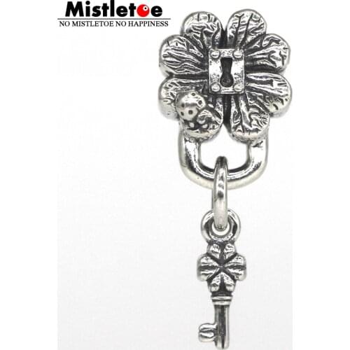 Mistletoe 925 Sterling Silver Ladybug Clover Lock and Key Charm Bead Jewelry