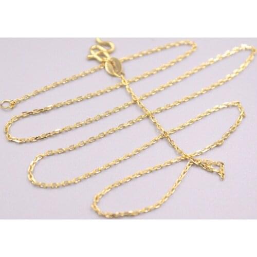Pure 24K Yellow Gold Necklace Women Luck Cable Chain Necklace 3-3.2g 17.7inches 1mmW