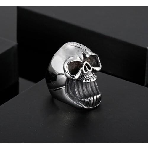 Punk Skull Rings For Men High Polished Stainless Steel Fashion Jewelry Anillos Hombres Men Creative Beer Corkscrew Accessories