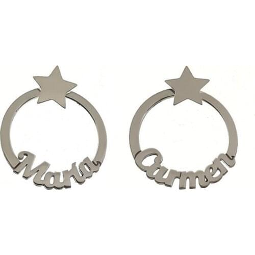 Minosilver earrings star and personalized hoops with names you want from 925 sterling silver the perfect gift