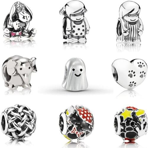 2019 100% 925 Sterling Silver Ghost Elephant Element Woven Paw Prints LITTLE BOY GIRL CHARM Puppy Charm Children And Women Gift