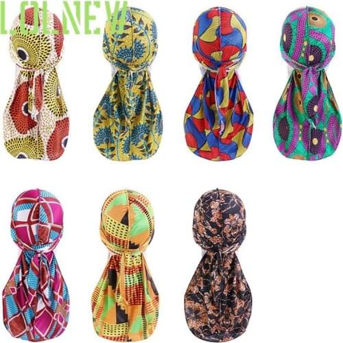 Silky Durags African Print Headwrap for Women Long Tail Pirate Hat Biker Hear Wear Bandanas Turban Hair Accessories