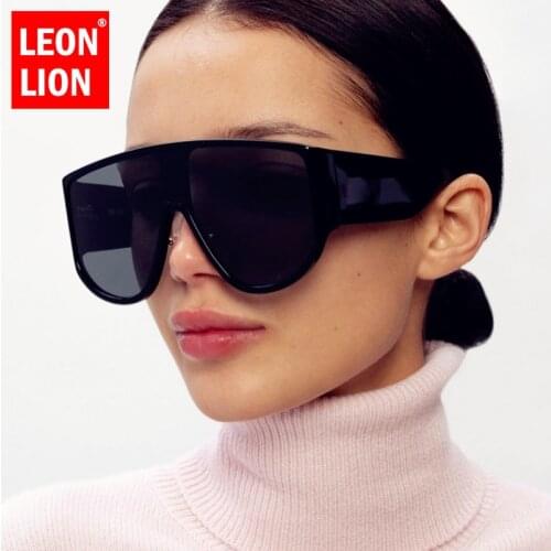 LeonLion 2021 One Piece Retro Sunglasses Women Brand Designer Eyewear Women/Men Vintage Oversized Glasses Female Color Shades