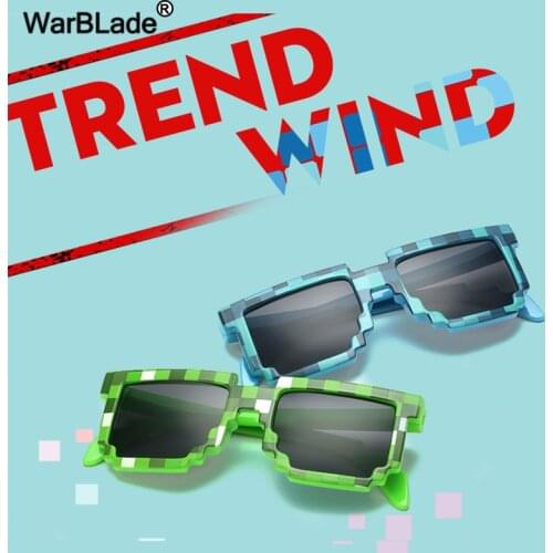 WarBLade 10pcs/lot Smaller Size Sunglasses Fashion Kids Sunglasses Mosaic Boys Girls Pixel Eyewares For Children Gift
