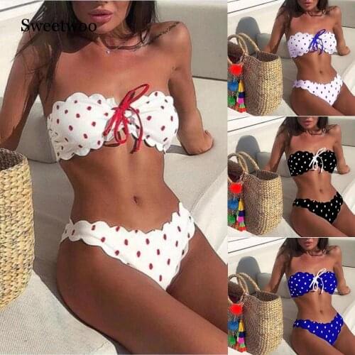 SWEETWOO Sexy Bikini 2020 New Arrival Dot Bikinis Padded Bra String Swimwear Women Low Waist Swimsuit Brazilian Biquini S-L