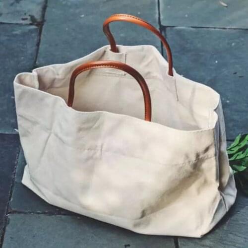 Large Capacity Womens Beach Bag Simple Art Canvas Tote Bag Casual Handbag Solid Color Female Shopping Bags Female Shoulder Bag