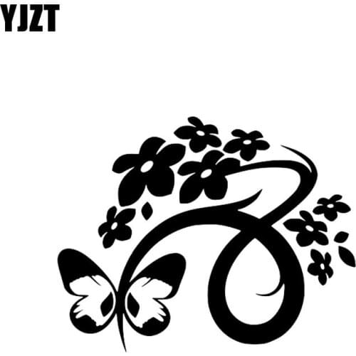 YJZT 15.3CM*12.1CM Fairy Butterfly And Flowers Beautiful Vinyl Decal Car Sticker Black/Silver C19-0497