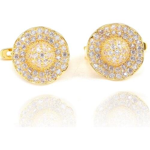 Irregular design cubic zirconia hoop earrings for women gold color earings brincos party jewelry