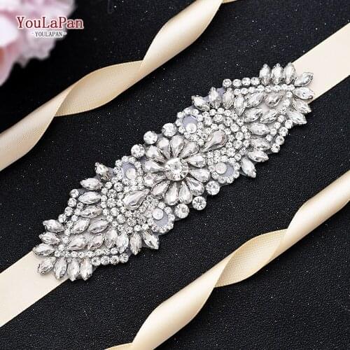 YouLaPan S446 Silver Rhinestone Belts for Women Jeweled Belt for Wedding Dress Belt Bridesmaid Dress Belt Wedding Belt Sash