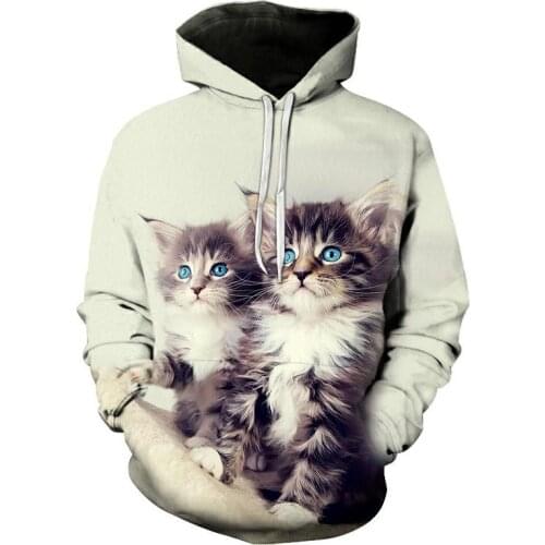 Womens Harajuku Style Sweatshirt Girl Kawaii 3D Animal Print Sweatshirt Lovely Panda Cat Lion Hoodie Women Sweatshirt