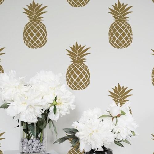 Golden Pineapple Modern Art Furniture Decal Wallpaper Living Room Adhesive Wall Paper Waterproof Wall Stickers for Cabinet Desk