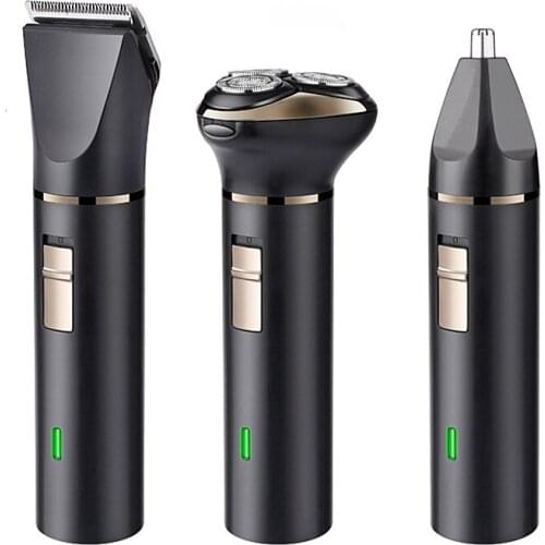 3 In 1 Electric Shaver 3 blades Mens Razor Beard Nose Ear Hair Trimmer Razor Mens Rechargeable Bald Head Clipper Facial Brush