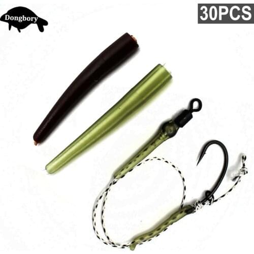 30PCS Carp Fishing Line Anti Tangle Sleeves Fishing Hook Sleeves Soft Rubber Tube Connector Hair Rig Aligner Carp Fishing Tackle