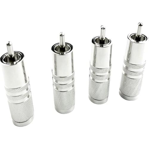 4Pcs HiFi Audio Adapter Silver Plated Copper RCA Plug Solder Connector 11mm