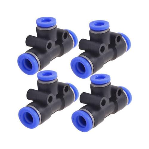 4 Pcs Pneumatic 8mm to 6mm Push In Connector Tee Shaped Quick Fittings