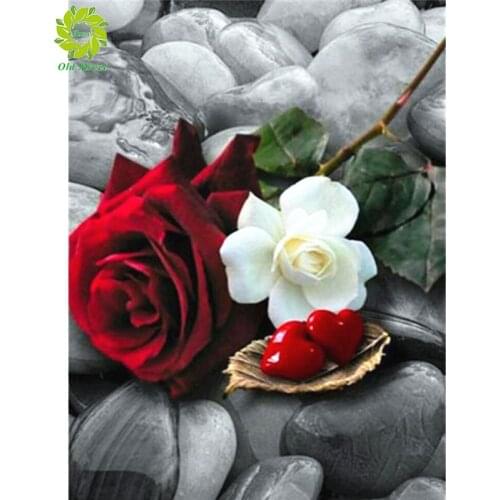 OSH Diamond Painting Cross Stitch Full Pebble Round Rose Love Picture of Rhinestone DIY Diamond Mosaic Diamond Embroidery Sale