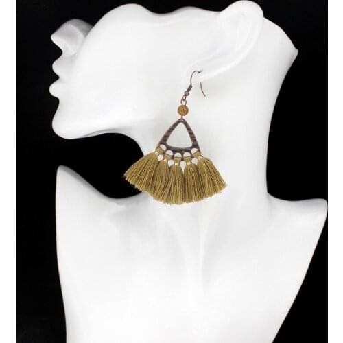 Bohemian Vintage Dangle Hollow Triangle Tassel Earrings Ethnic Accessories Wedding Party Earrings Jewelry For Female
