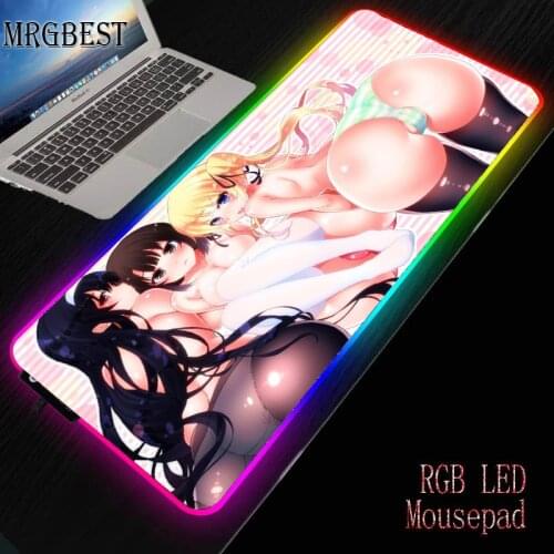 XGZ ST Anime Sexy Buttocks Girl Computer RGB Large Seam Mouse Pad Player 7 Colors with Backlight Mause Pad PC Desktop Game Pad