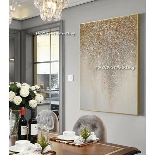 Big Size 100% Handmade Painting Abstract Gold Sliver Painting Nordic Simple Mural Modern Decorative Gold Wall Decor