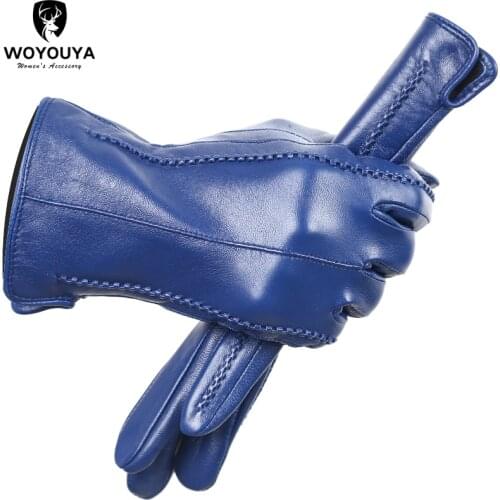 Color fashion leather gloves,high-end leather gloves women,Genuine Leather winter gloves,Keep warm womens leather gloves-2226