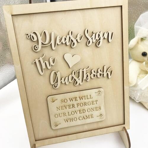 Wooden Wedding Please sign the Guest Book 3D Guest Book Wishing Wood Heart Pendant Drop Ornaments for Wedding Party Decoration