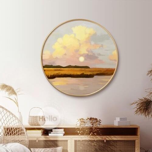 EECAMAIL Round Decorative Landscape Painting Nordic Living Room Background Wall Diamond Art Painting Diamond Embroidery No Frame