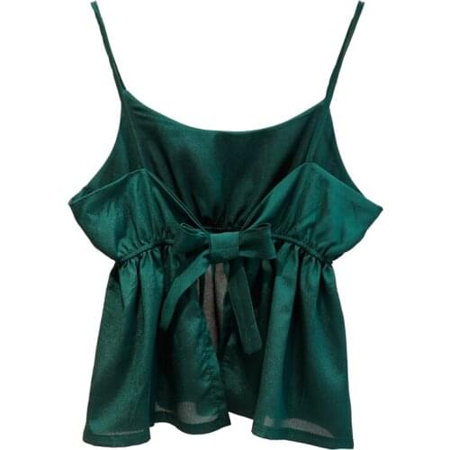 Grosgrain Bow Tie Camisole Tank Tops Women Summer Basic Crop Top Streetwear Fashion 2018 New Cool Girls Cropped Tees Camis