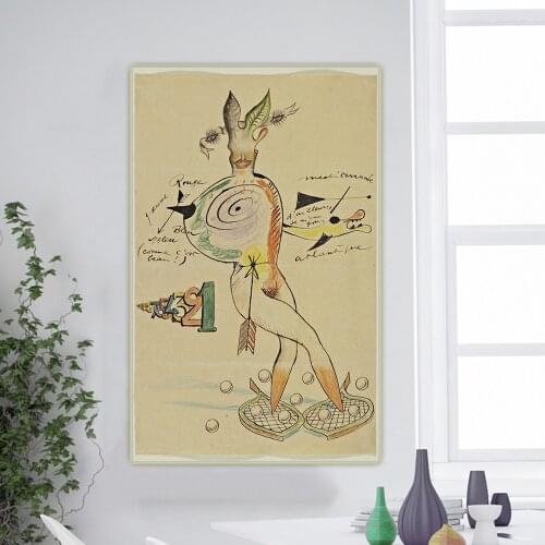 Citon Joan Miro《Nude show》Surrealism Canvas Art Oil Painting Artwork Poster Picture Background Wall Decor Home Decoration