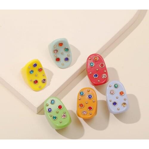 Fashion Acrylic Korea Rhinestone Rings for Women 2021 Resin Big Crystal Finger Ring Girls Vintage Female Beautiful Punk Jewelry