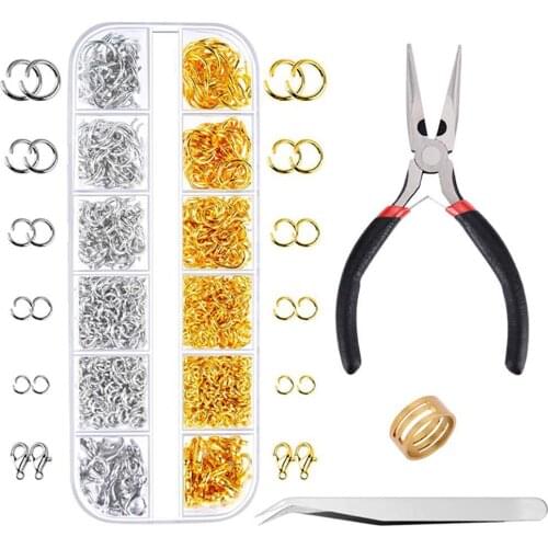 12 Grid Jumping Ring Accessories Jewelry Findings Box Split Rings Kit Necklace Making Gold Silver Jewelry Repair Tool Supplies