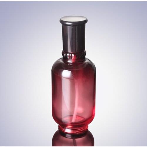 150ml red glass bottle with press pumpblack lid for serum/lotion/emulsion/foundation Cosmetic Packaging