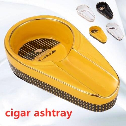 Creative personality fashion ceramic cigar ashtray home metal portable household cigar ashtray special for cigar