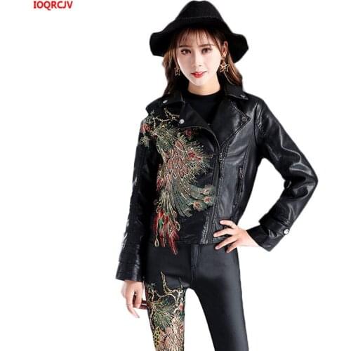 Chic Faux Leather Jackets For Women Spring Autumn Bright Silk Diamond Soft Pu Motorcycle Leather Coat Streetwear Outerwear W1946