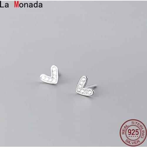 La Monada Small Woman Earring Minimalist 925 Silver Jewelry Female Fashion Heart Silver Stud Earrings For Women Girls Female