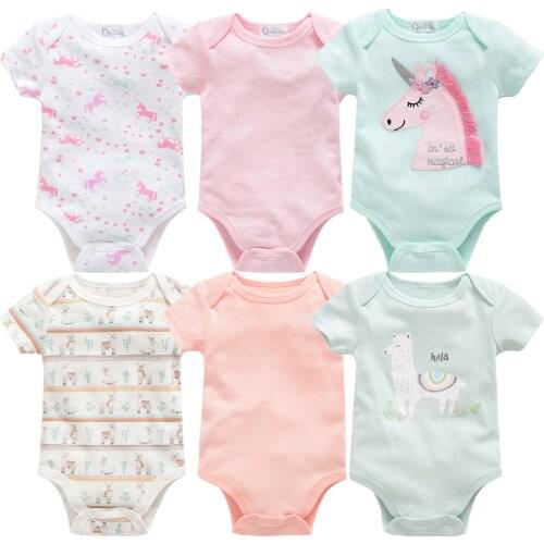 Summer Newborn Baby Girls Bodysuit Clothes Cotton Baby Girl Clothes 6pcs Cartoon Unicorn Baby Boys Clothing Jumpsuits Bodysuits