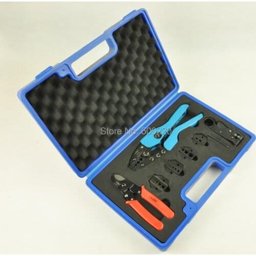 Coaxial cable crimping tool set for BNC connector,TV cable RG55,58,59 with coaxial crimper,cutter,stripper,exchangeable dies