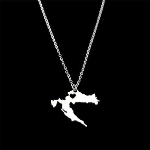 American And European Hot Sell Accessories Stainless Steel Croatia Map Pendant Necklace