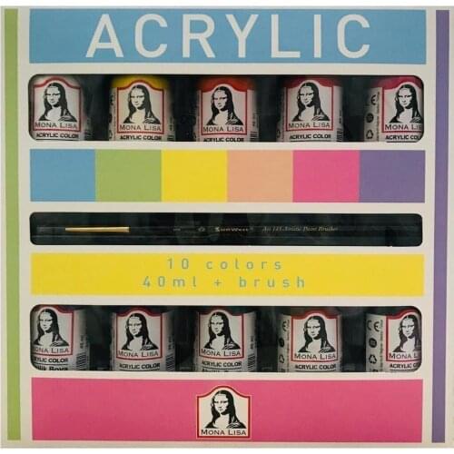 Palet Gift MonaLisa Acrylic Paint 10 Color X 40 ml Hobby Material Home Leisure Time Workshop Supplies Wood Ornaments painting