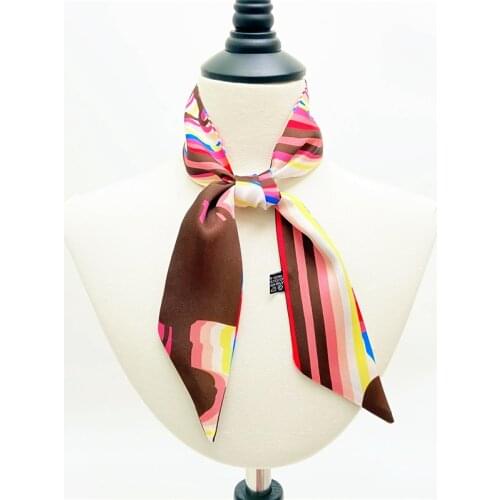 Summer designer new hand-painted womens scarf mulberry silk fabric ladies turban headband tied bag ribbon hair band MR53