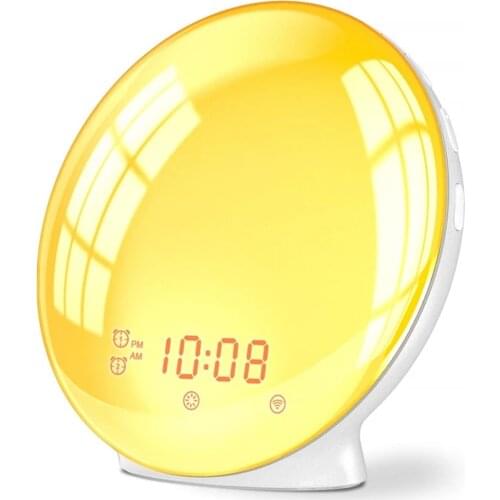 Nature Wake Up With FM Radio Light Digital Alarm Clock Snooze Night Lamp Sunrise Simulation & Sleep Aid Colorful Light