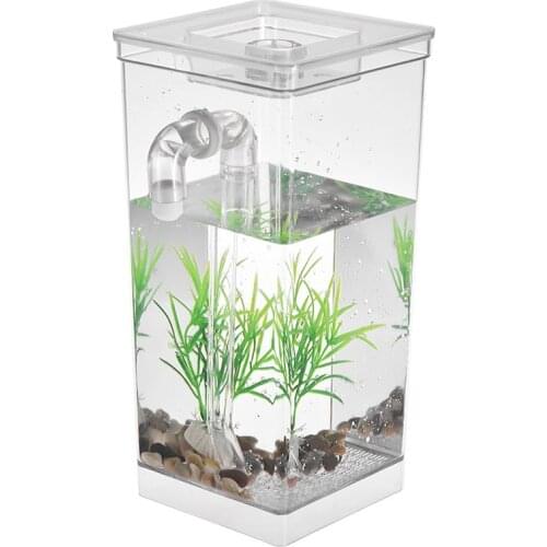 Self Cleaning Small Fish Tank Bowl Convenient Acrylic Desk Aquarium for Office Home Creative Gifts for Children